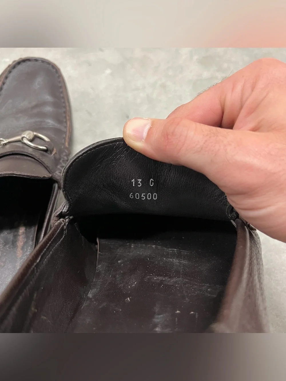 Vintage Brown Leather Gucci Loafer Shoes Male Size 13